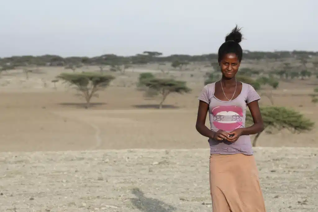 Girl in desert area