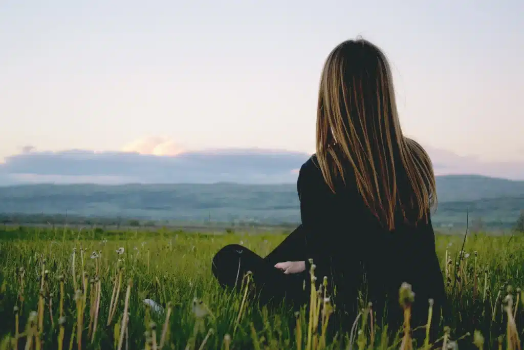 Girl sitting grass